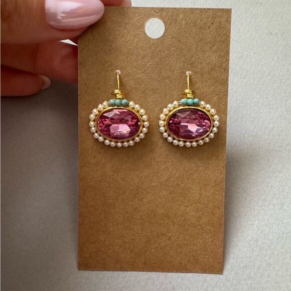 Elegant vintage style Pink Earrings N1120 - Picture 3 of 4